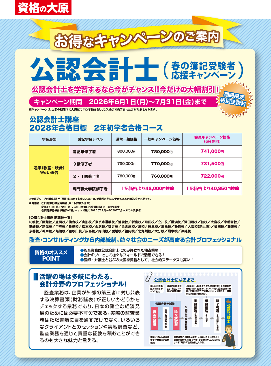 資格の大原 - 額割ドットコム／会員特典・優待サービス
